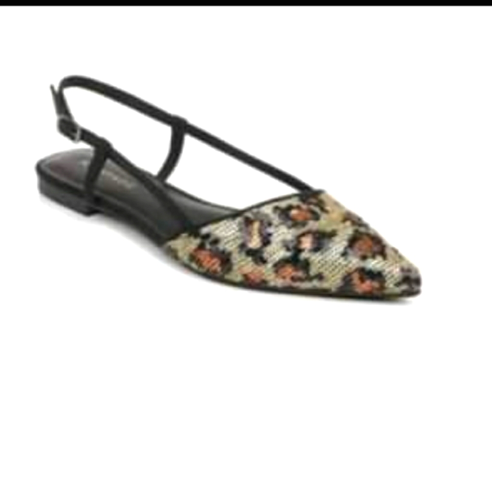 Rampage Cora pointed toe leopard slingback flats